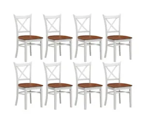 Lupin Dining Chair Set of 8 Crossback Solid Rubber Wood Furniture - White Oak