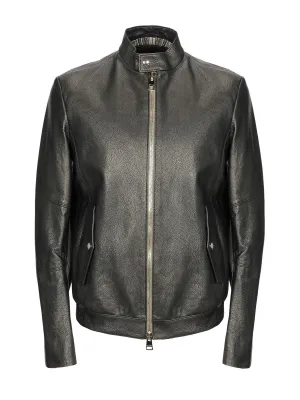 Men Shinny Jet Black Leather Jacket