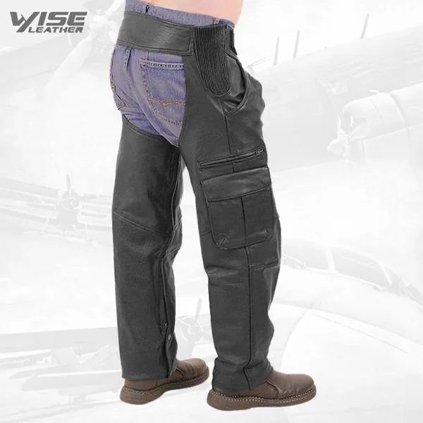 Men's Cowhide Leather Cargo Chaps