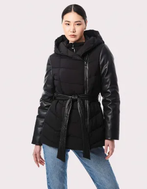 Modern Mixer Vegan Leather Puffer Jacket