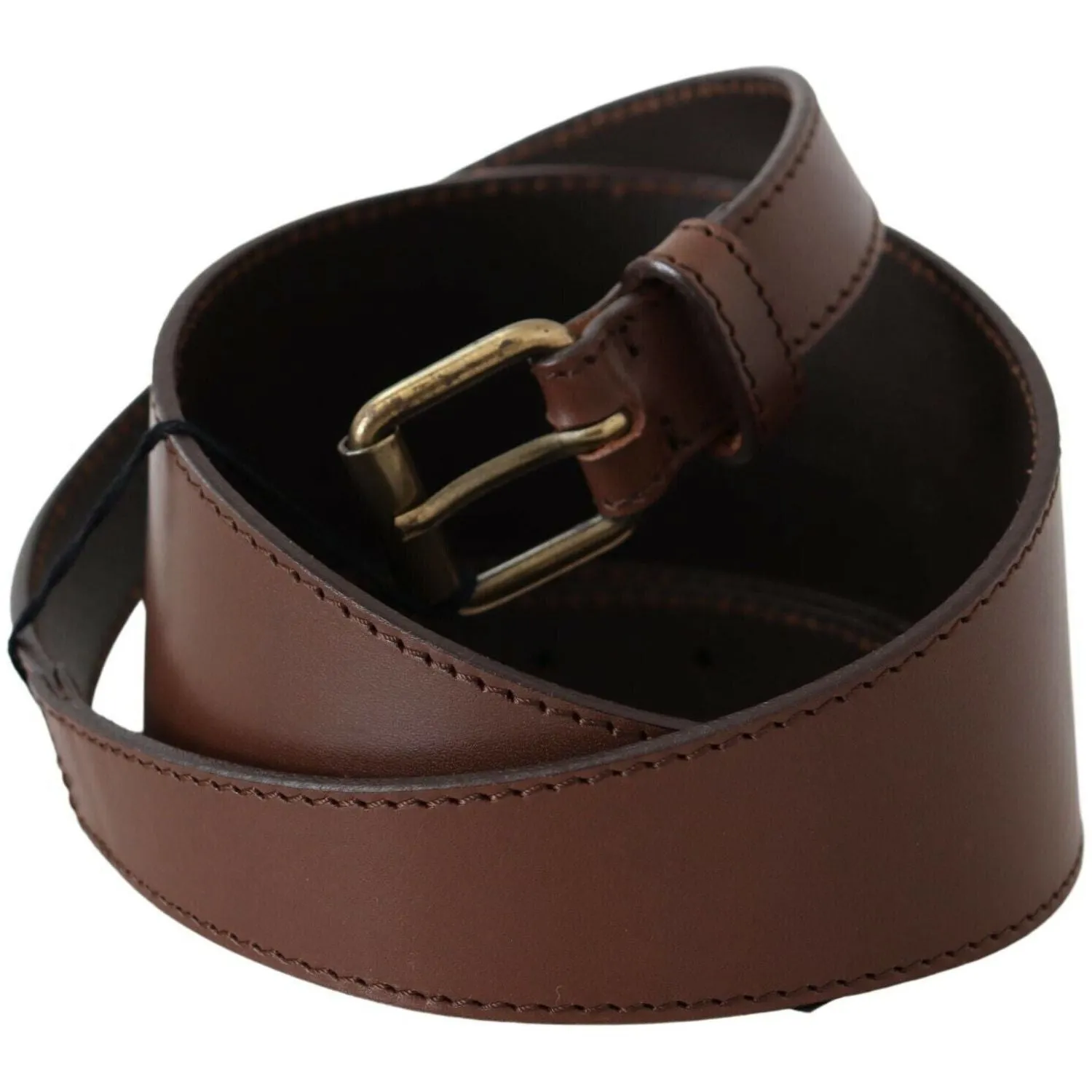 PLEIN SUD Chic Brown Leather Fashion Belt with Bronze-Tone Hardware