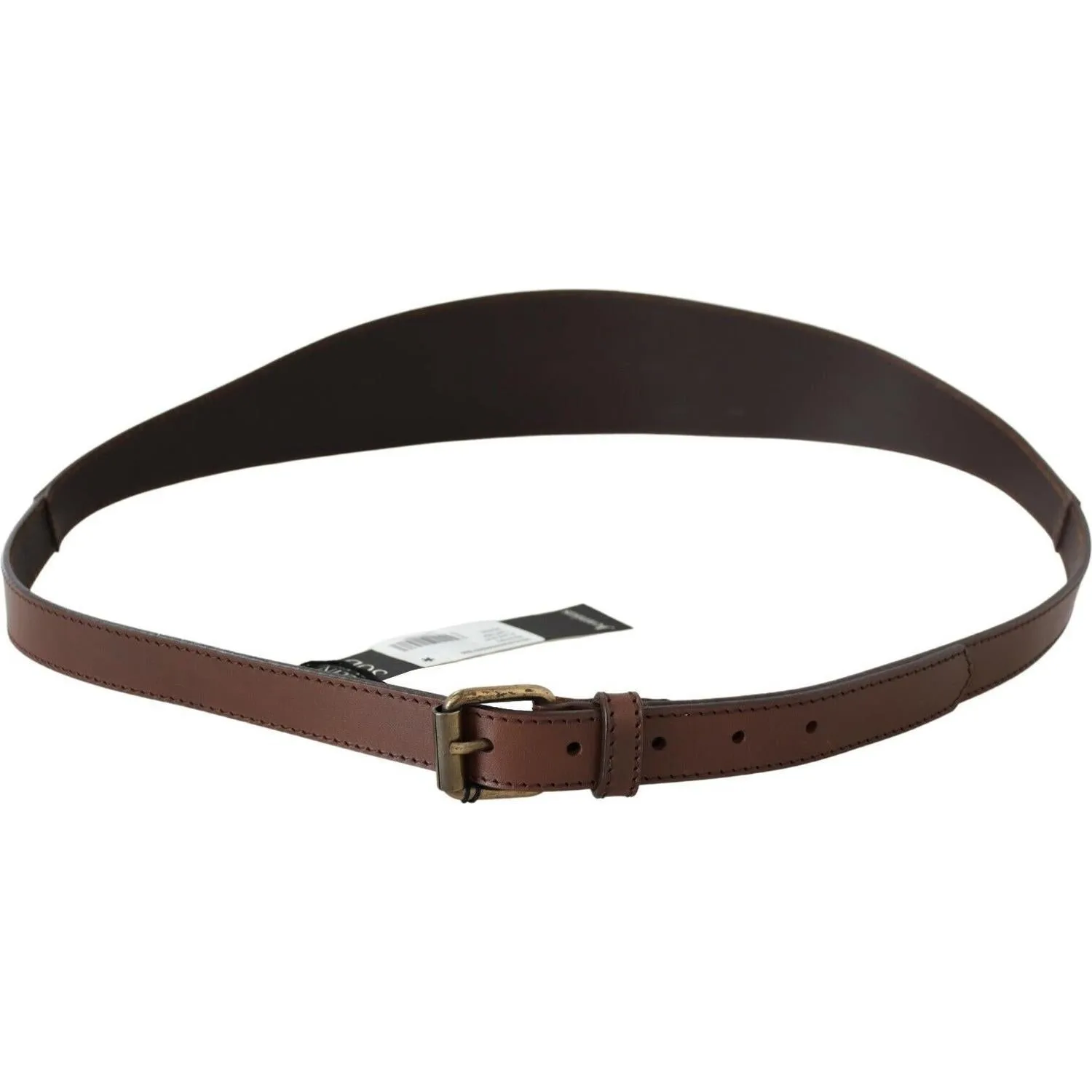 PLEIN SUD Chic Brown Leather Fashion Belt with Bronze-Tone Hardware