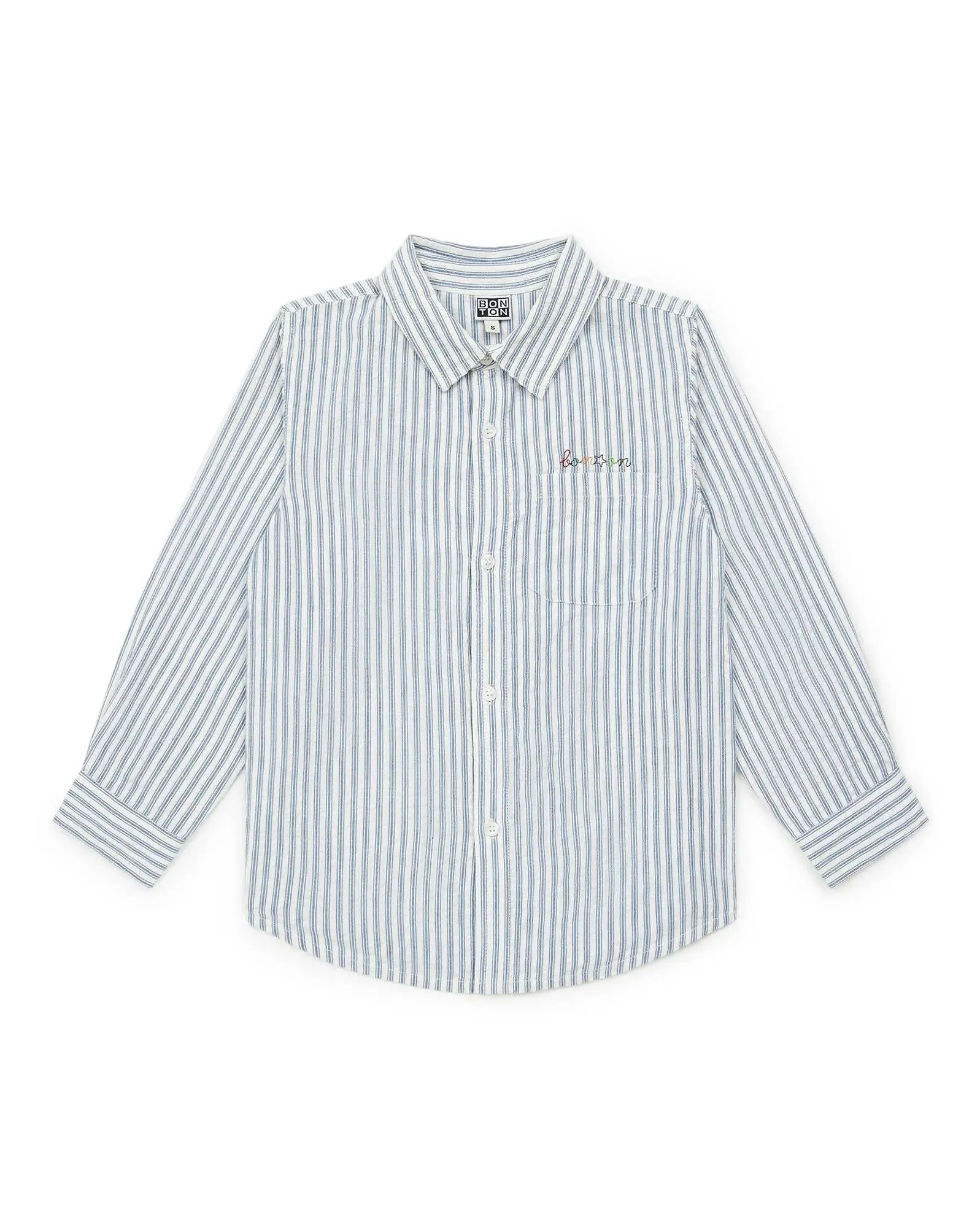 Poplin Shirt in Rayure Bleue