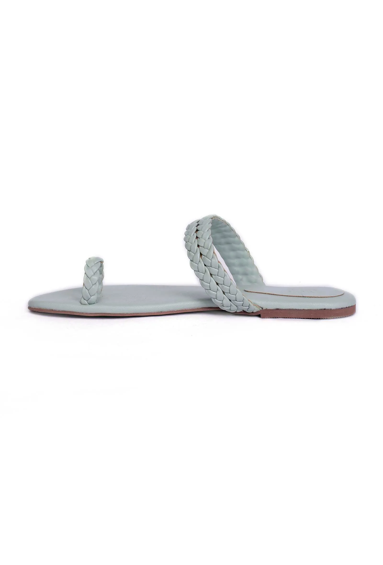 Powdered Blue Knotted Cruelty Free Leather Sandals