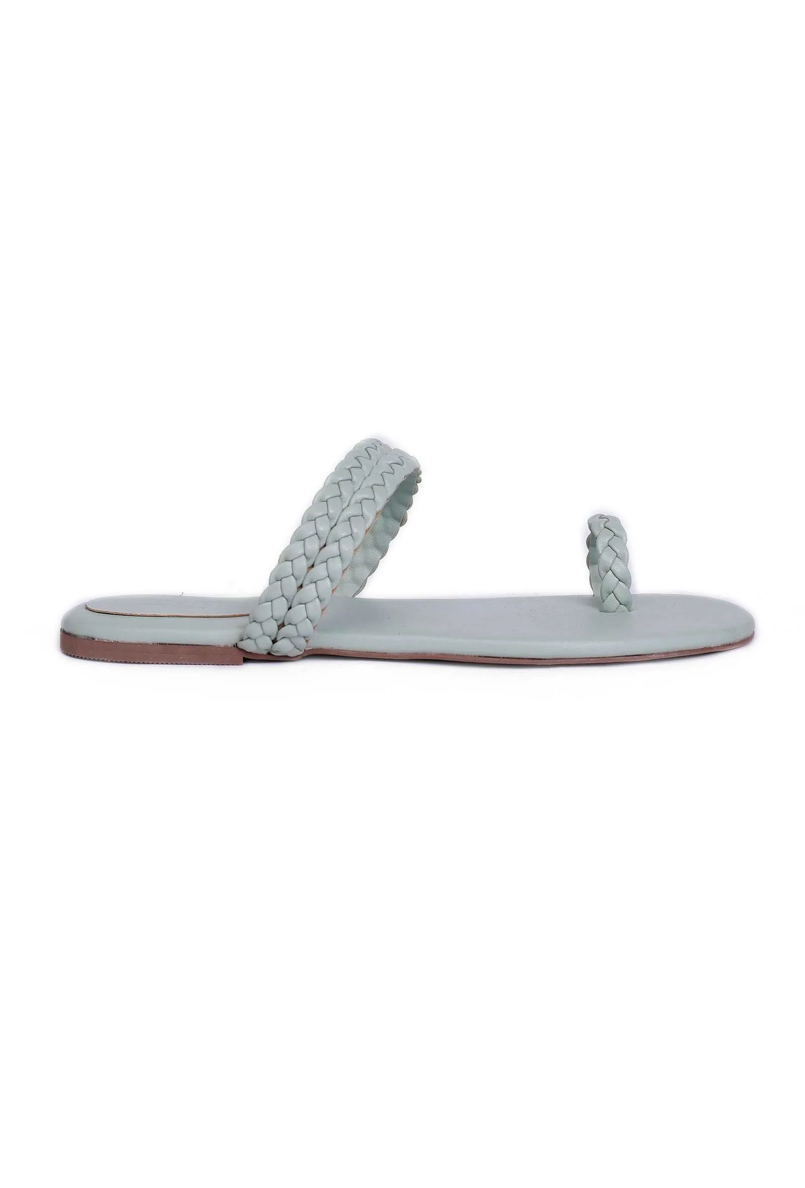 Powdered Blue Knotted Cruelty Free Leather Sandals