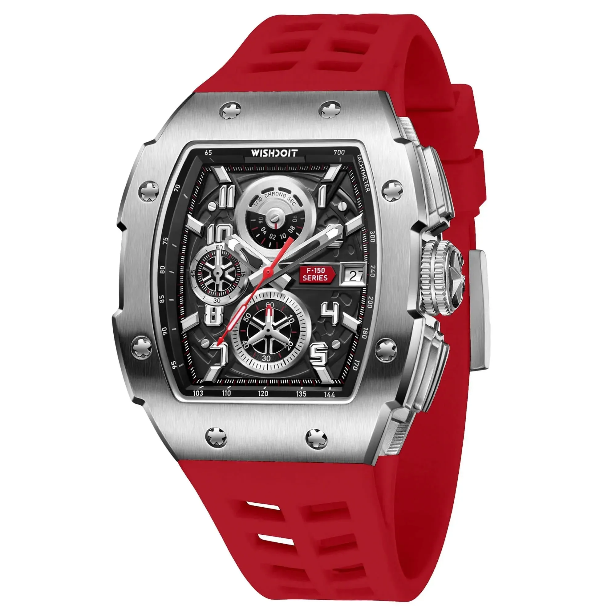 Racing | F-150 Chrono-Silvery Watch (Red Strap)