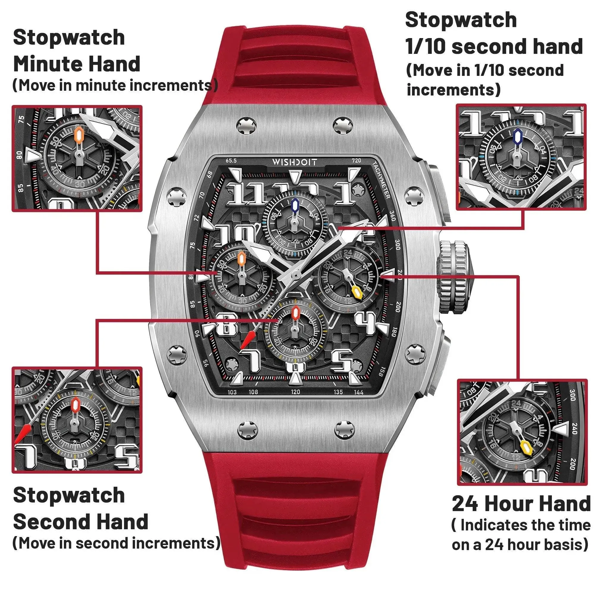 Racing | GT Chrono 2.0-Silvery Watch (Red Strap)