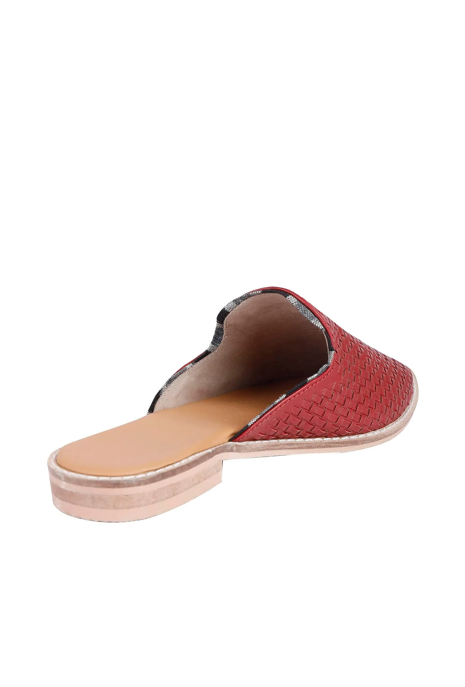 Red Handwoven Cruelty-Free Leather Slip-Ons