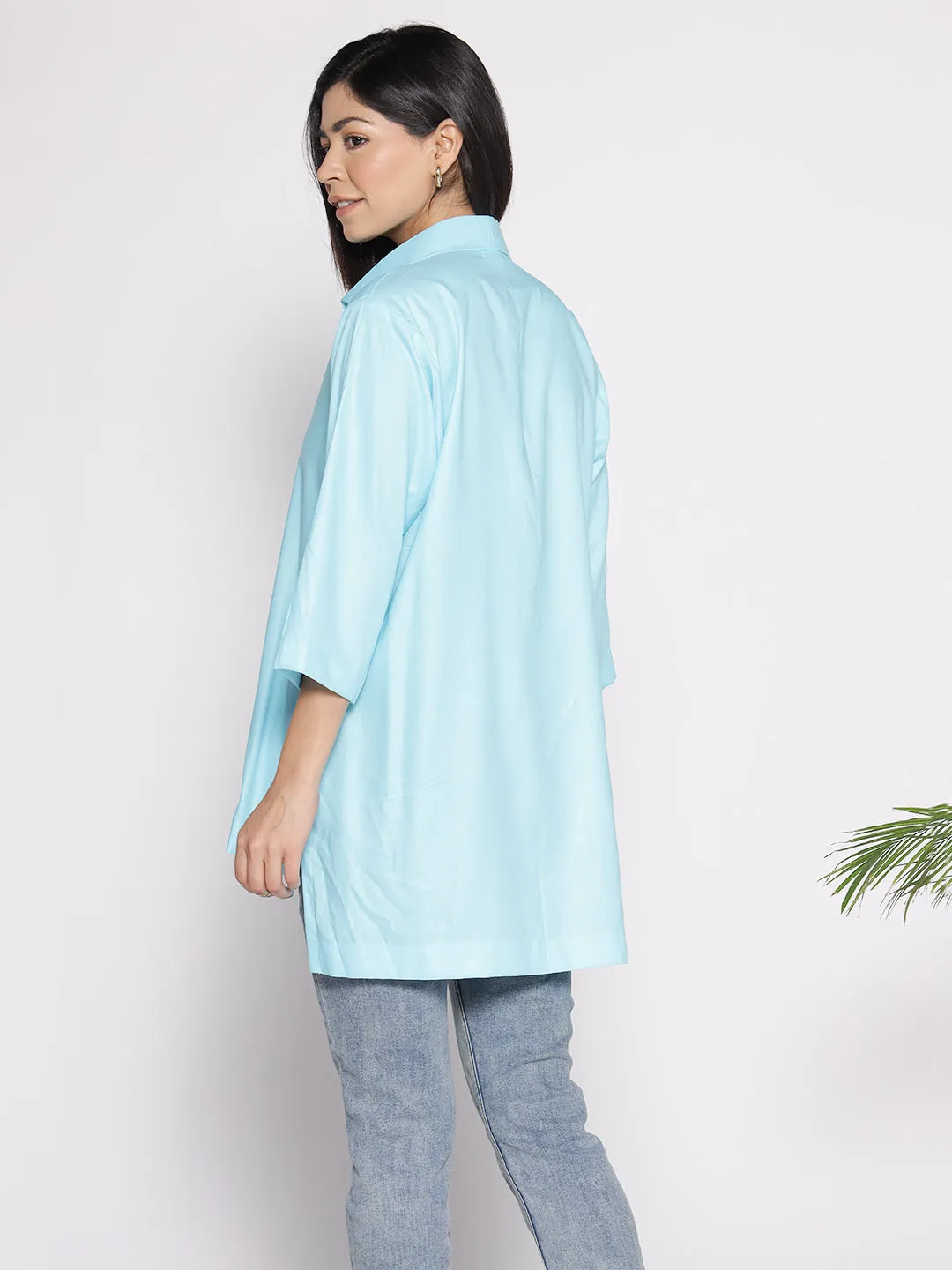 Skyblue Rayon ShirtTop - Kamelya