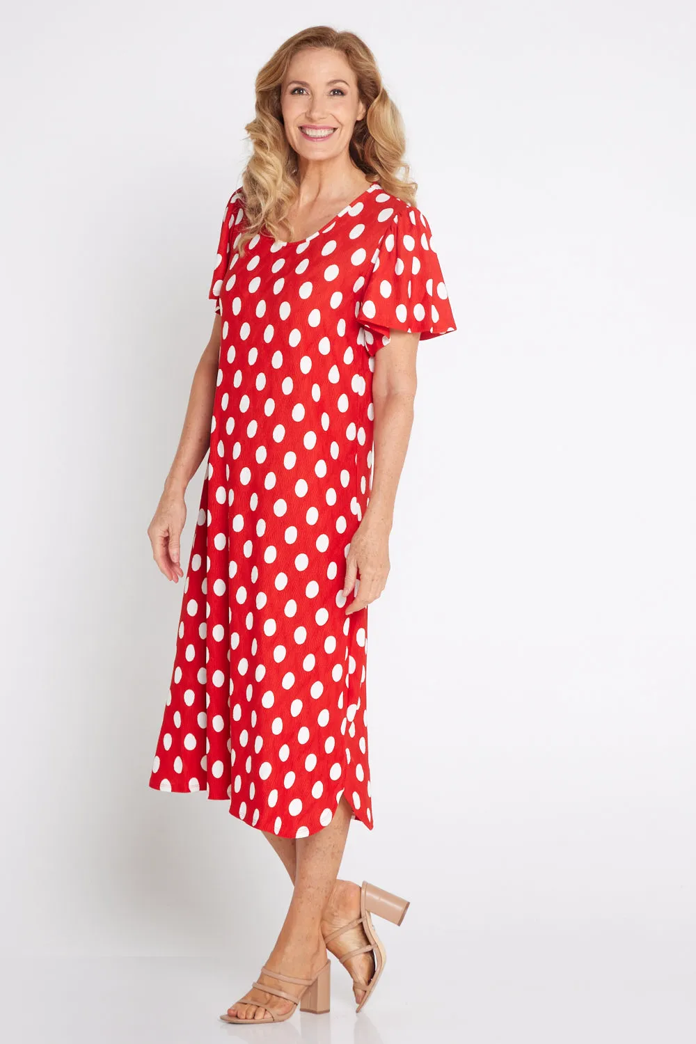 Spotina Dress - Red/White Spot