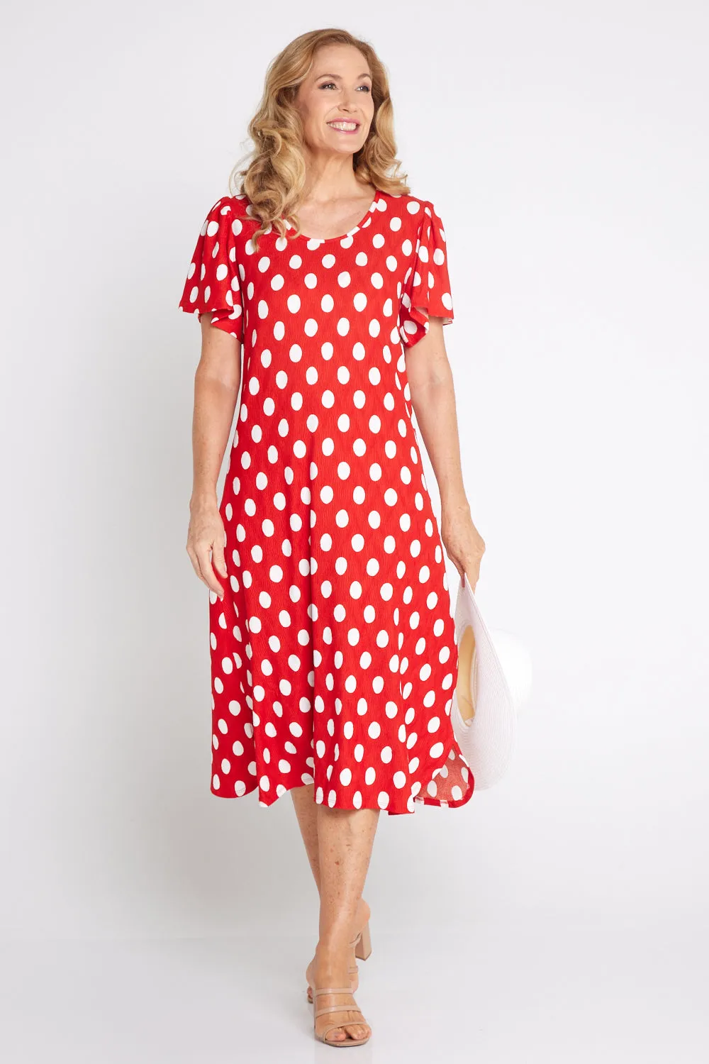 Spotina Dress - Red/White Spot