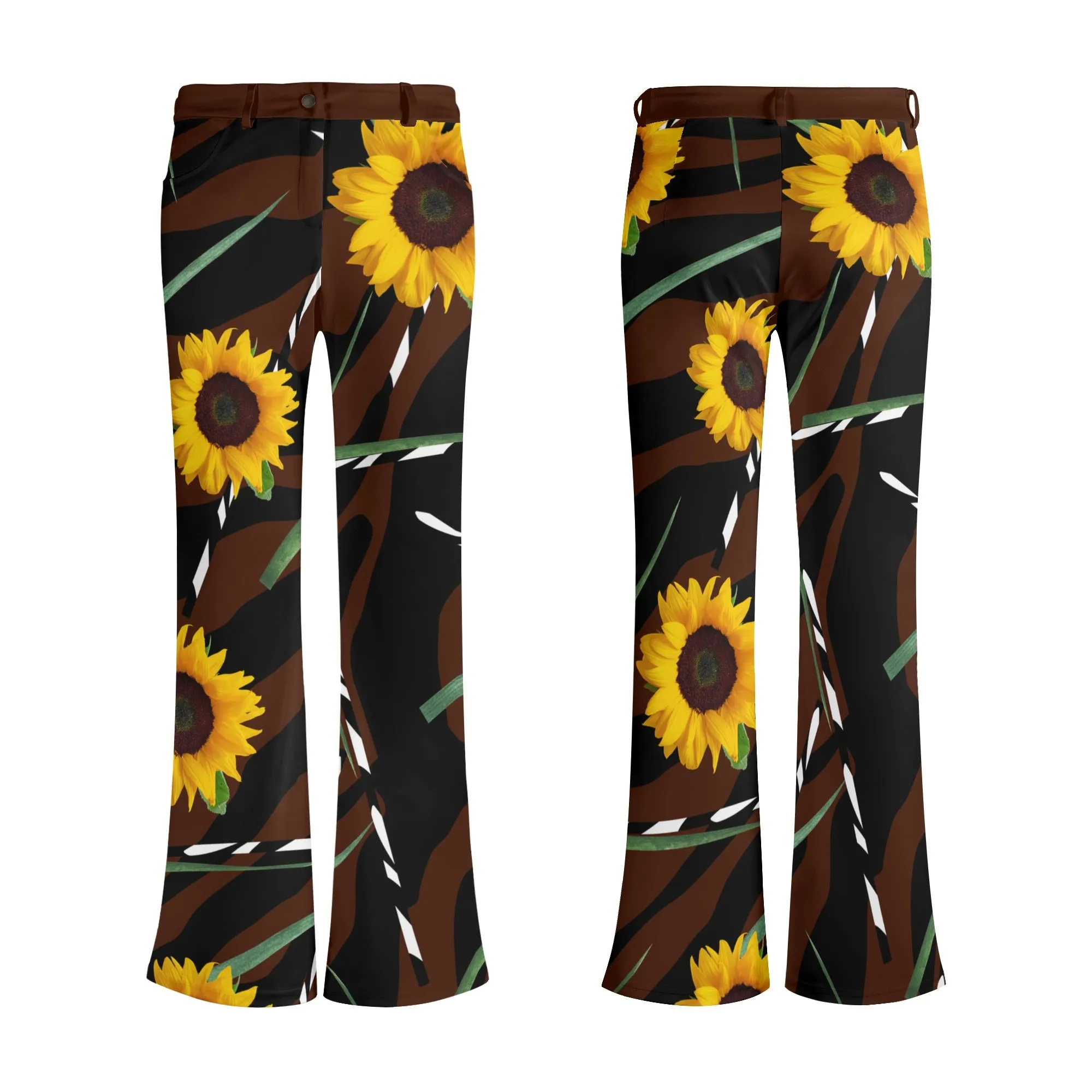 Sunflower Wild Womens Print Elegant Flare Pants