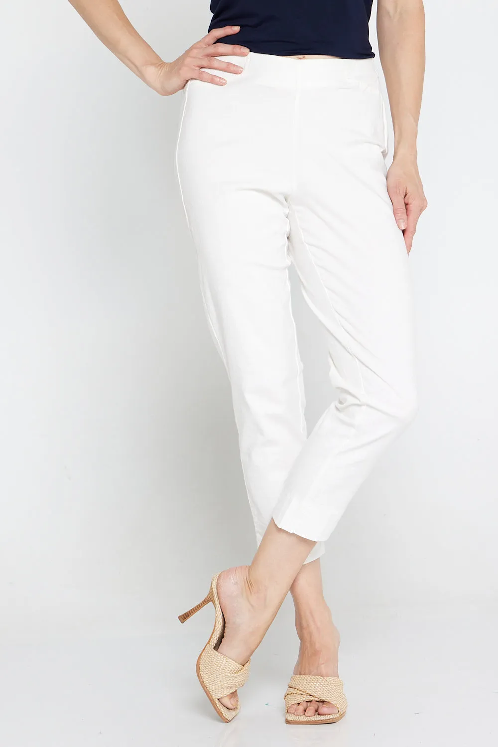 Tori Stretch Cotton Capri - White