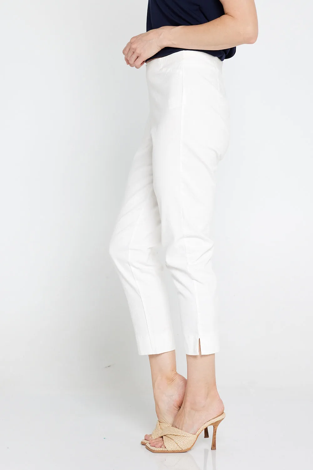 Tori Stretch Cotton Capri - White