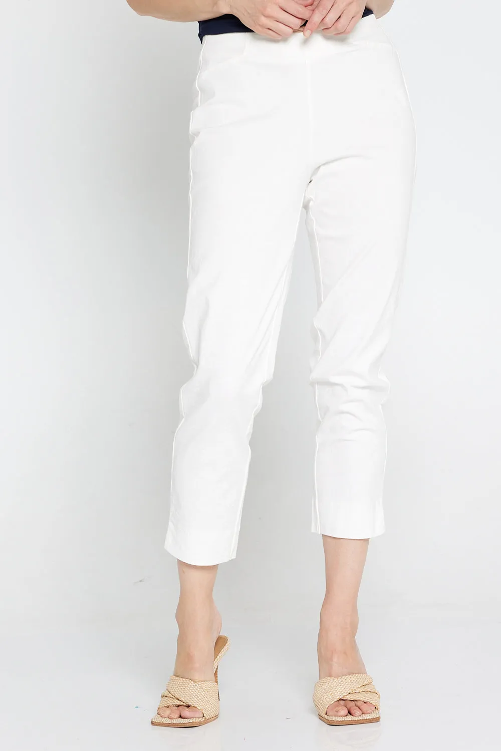 Tori Stretch Cotton Capri - White