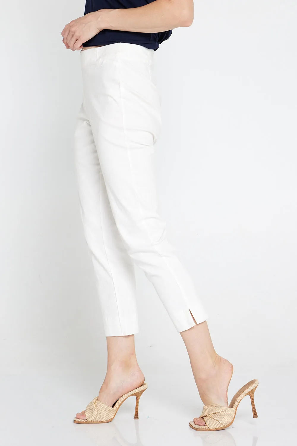 Tori Stretch Cotton Capri - White