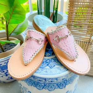 Wellington Pink Croc / Platinum (Silver Buckle)