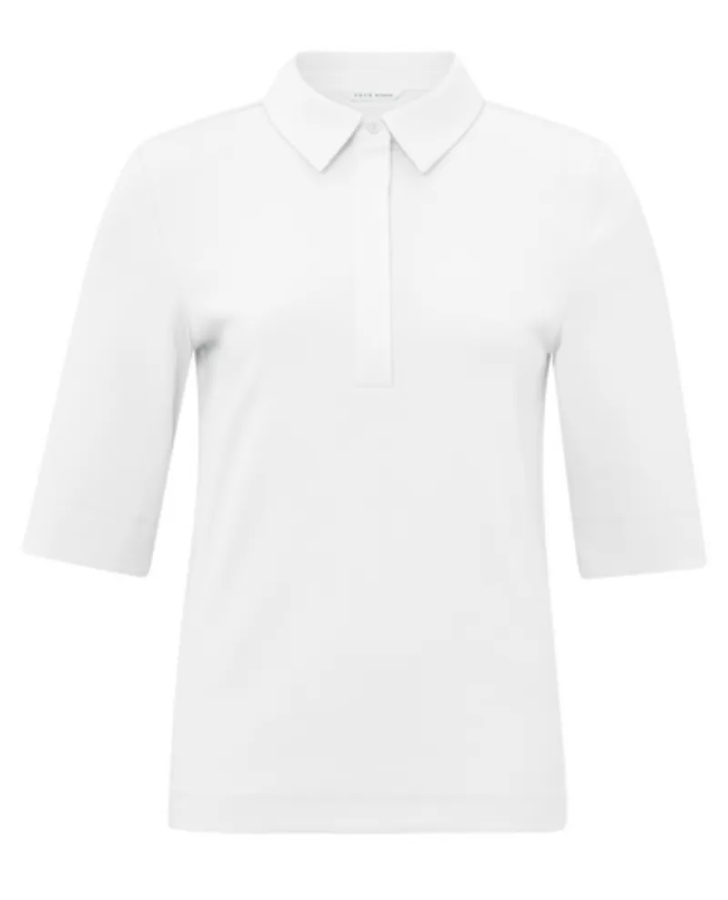 Yaya White Ribbed Polo T-Shirt